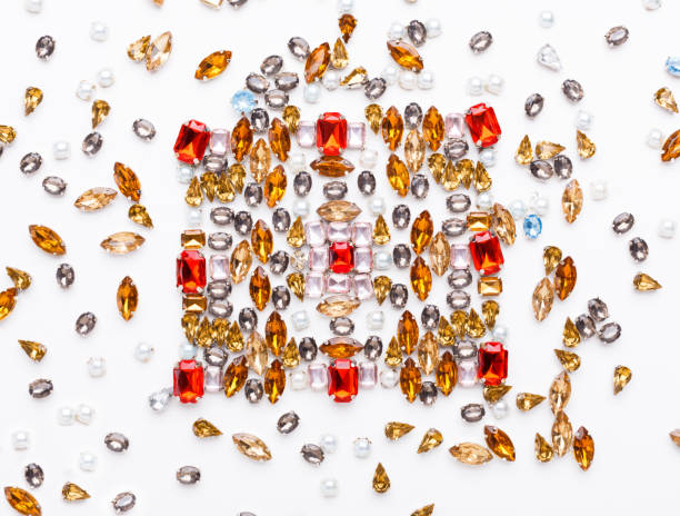 istock Beautiful ornament of gemstone on white background 817408872