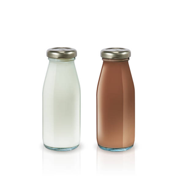 istock Milk and chocolate milk in bottle on white background 817420138