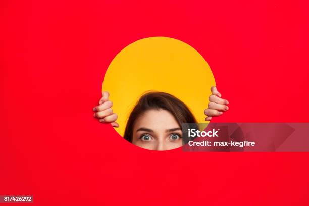 Woman In Circle Posing Stock Photo - Download Image Now - Circle, Emergence, Women