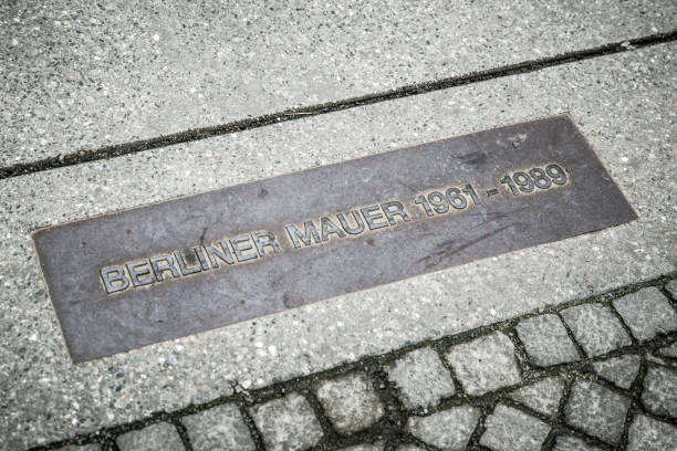 istock Memorial board of Berlin wall on pavement, germany 817426784