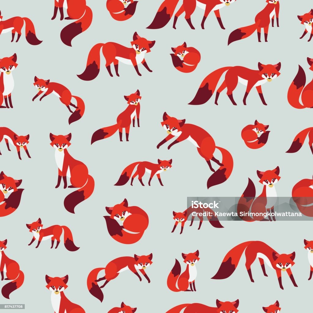 Seamless Red Fox Pattern Stock Illustration - Download Image Now ...