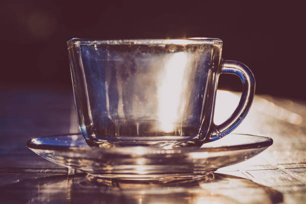 Dirty glass teacup in nature