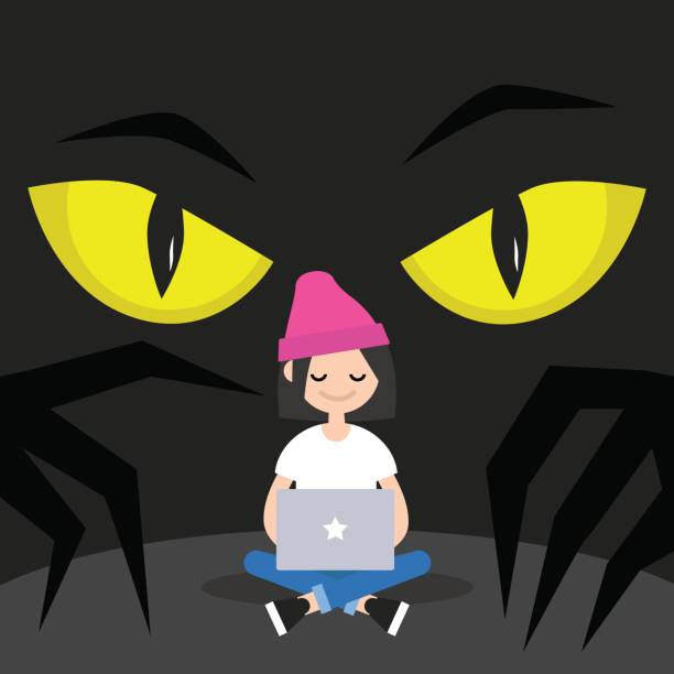 Stealing Data Conceptual Illustration Big Yellow Eyes Spying Behind The Characters Back Flat Editable Vector Illustration Clip Art Stock Illustration - Download Image Now - iStock Stealing Data Conceptual Illustration Big Yellow Eyes Spying Behind The Characters Back Flat Editable Vector Illustration Clip Art Stock Illustration - Download Image Now - iStock