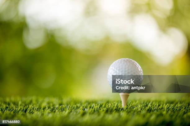 Golf Ball On Tee Ready To Play Stock Photo - Download Image Now - Golf Ball, Golf, Close-up