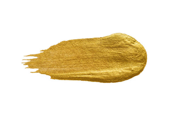 istock Gold acrylic paint texture on white paper background 817472520
