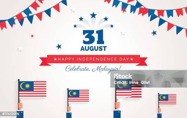 31 August Malaysia Independence Day Greeting Card Stock Illustration - Download Image Now