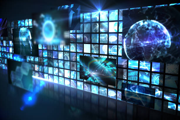 istock Wall of digital screens in blue 817475696