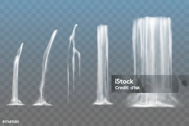 Waterfall Set Stock Illustration - Download Image Now - Waterfall, Water, Cut Out