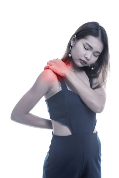 istock Young Asian woman got back pain. 817491934