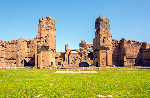 Baths of Caracalla, ancient ruins of roman public thermae built by Emperor Caracalla in Rome, Italy