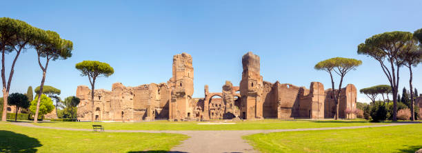 Baths of Caracalla, ancient ruins of roman public thermae Baths of Caracalla, ancient ruins of roman public thermae built by Emperor Caracalla in Rome, Italy caracal stock pictures, royalty-free photos & images