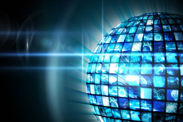 istock Sphere of digital screens in blue 817508598