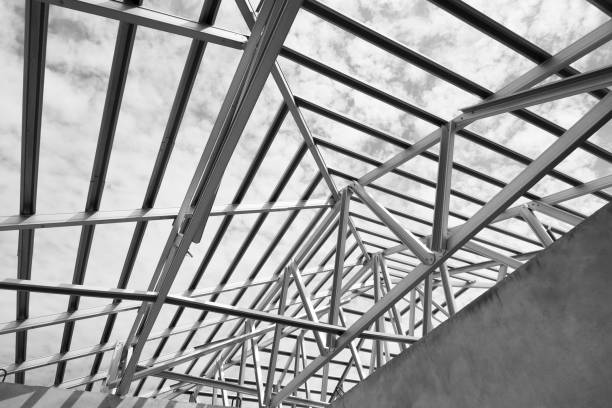 istock Structure of steel roof. 817508716