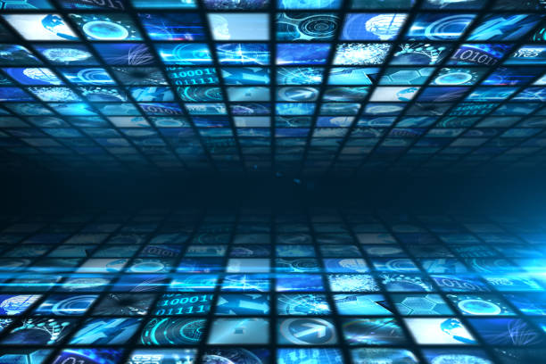 istock Walls of digital screens in blue 817508724