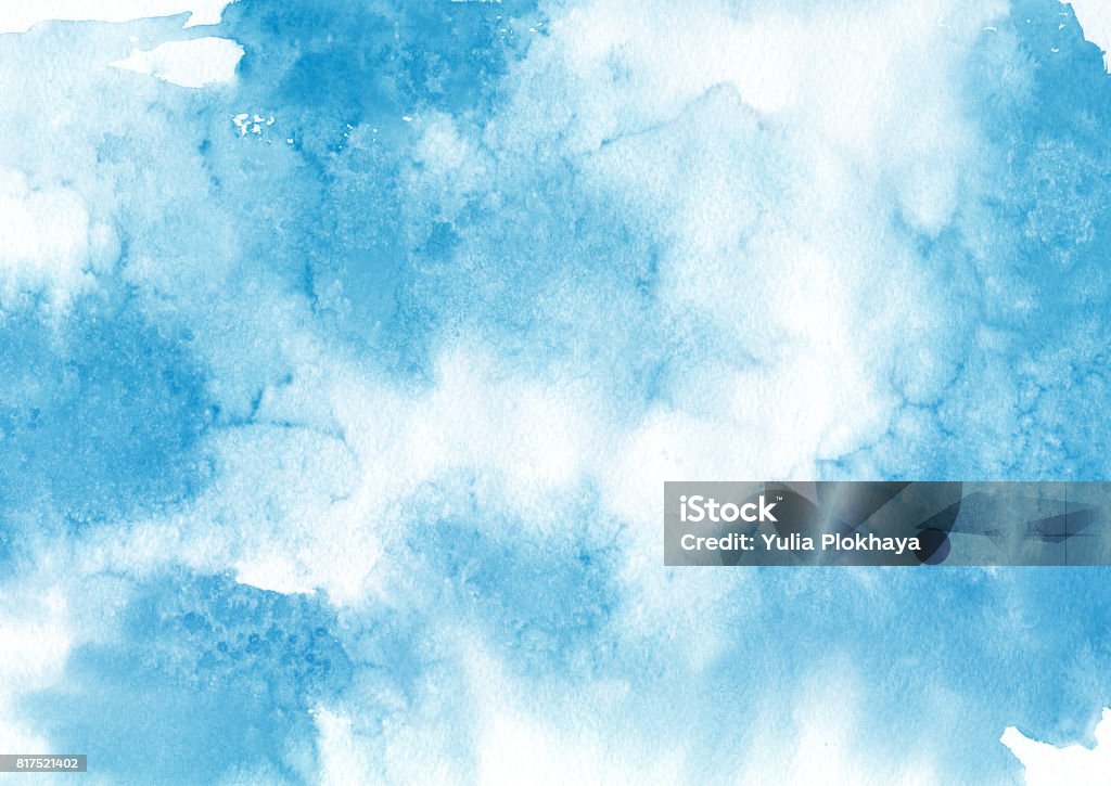 Watercolor splash texture Blue watercolor splash with salt crystals on a white background Abstract stock illustration