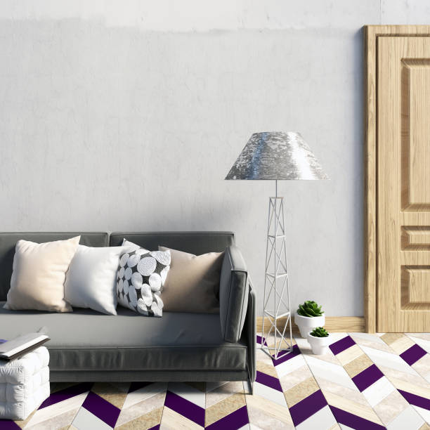istock Mock up wall in interior with  sofa. living room hipster style. 3d illustration 817544036