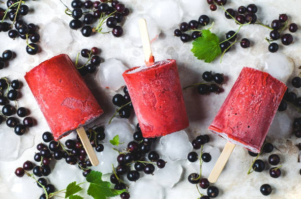 istock Home made ice cream of black currants and fresh berries 817544282