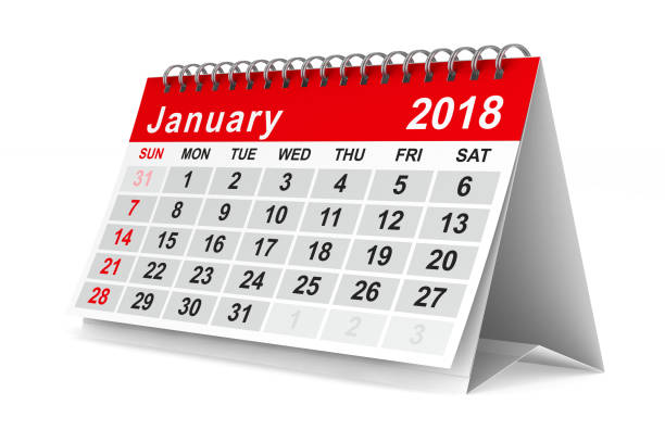 istock 2018 year calendar. January. Isolated 3D illustration 817545076