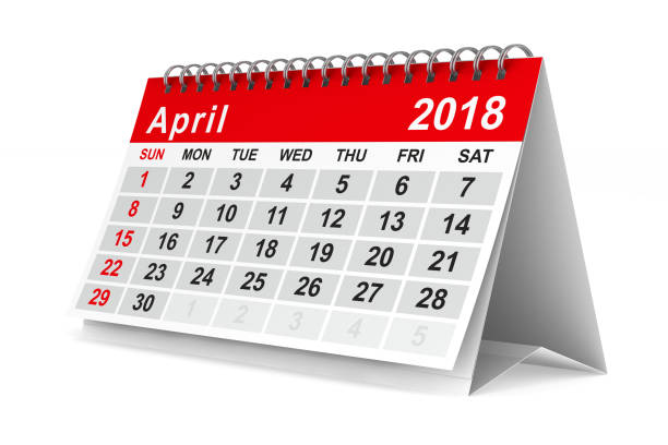 istock 2018 year calendar. April. Isolated 3D illustration 817545082