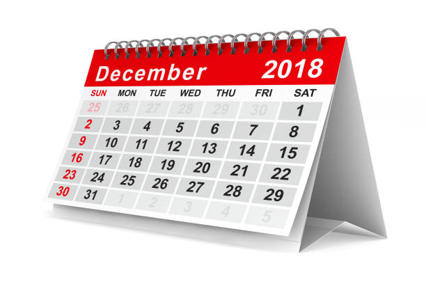 istock 2018 year calendar. December. Isolated 3D illustration 817545134