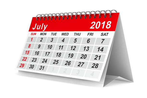 istock 2018 year calendar. July. Isolated 3D illustration 817545158