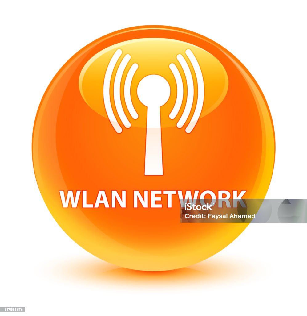 Round Button Network Display Wlan Network Glassy Orange Round Button Stock Illustration - Download ...