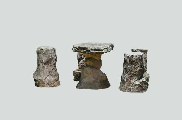 istock stone chair and table set  isolated on white background for home or garden decorative working. 817606216