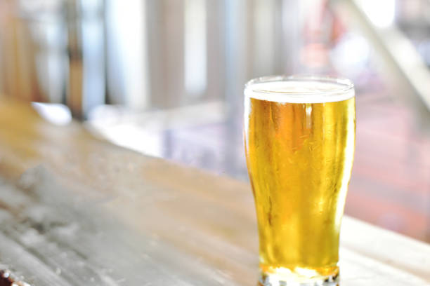 istock Fresh golden pilsner beer on bar top 817617416