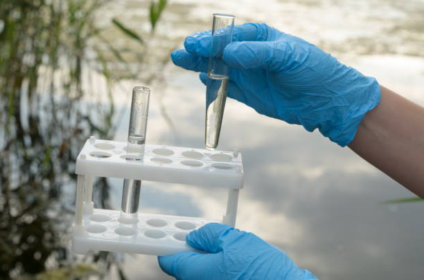 istock Taking a water test for analysis from a reservoir. 817636100