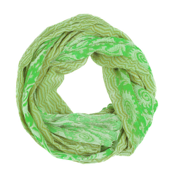 istock Green silk scarf isolated on white background. 817636664