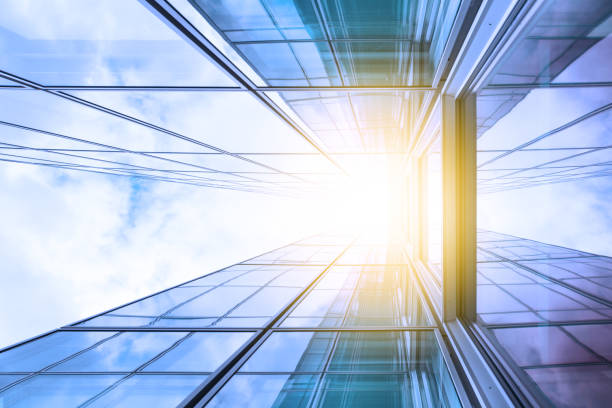istock Bright future, finance buildings seen from below 817646410