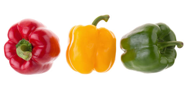 istock yellow red and green pepper shooted isolated on a white background 817663502