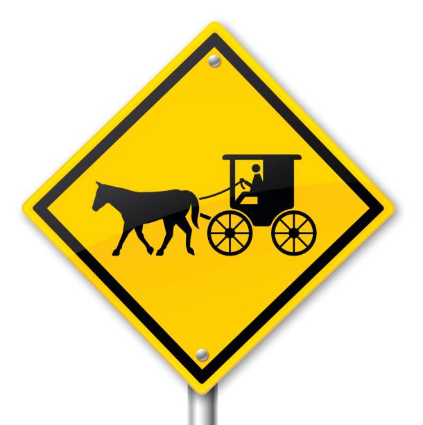 Horse and Buggy Warning Sign Horse and buggy Amish or Mennonite slow vehicle warning sign. Amish stock illustrations