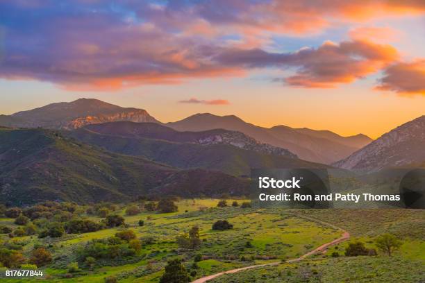 Palomar Mountain Valley Glows In Sunset Stock Photo - Download Image Now - Mountain, California, San Diego