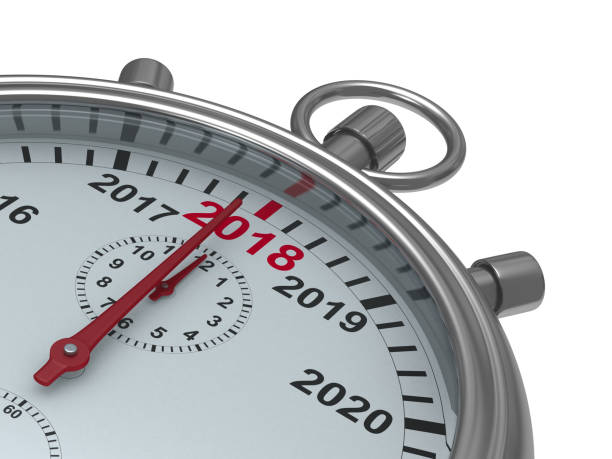 istock year calendar on stopwatch. Isolated 3D illustration 817688990