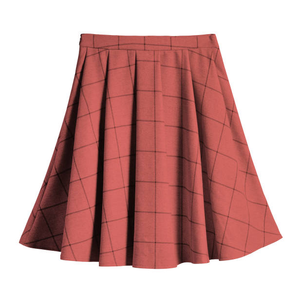 istock Red checkered pleated cotton midi skirt isolated 817690596