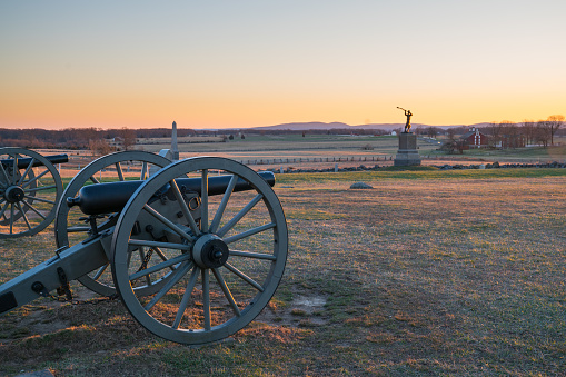 Cannons at Sunset on Gettysburg National Battlefield