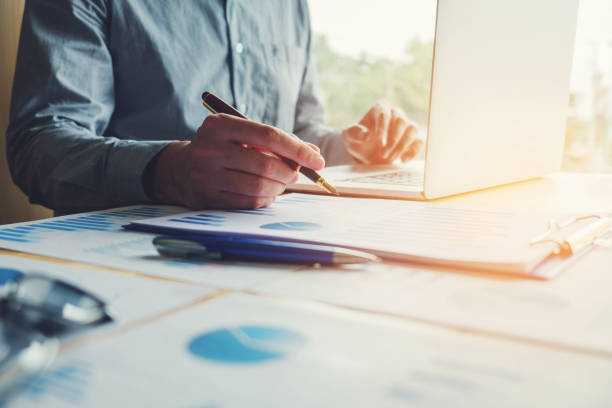 istock Typing laptop  Business Man working with blank screen Planning Strategy  Analysis  Concept 817722418