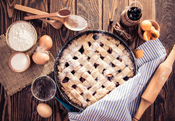 istock Black currant and apricot pie with ingredients 817724898