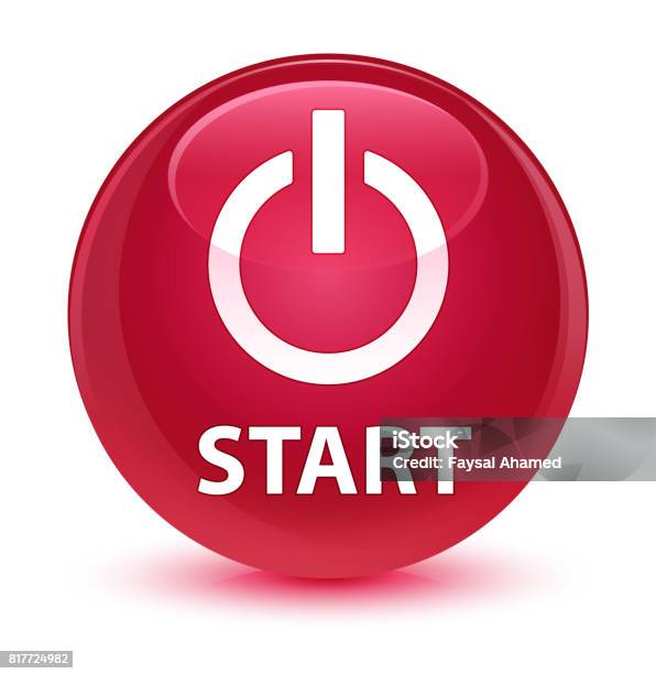 Circular Start Button Icon Start Glassy Pink Round Button Stock Illustration - Download Image Now ...