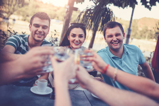 istock Group of Smiling Friends Toasting at Celebration Party 817741682