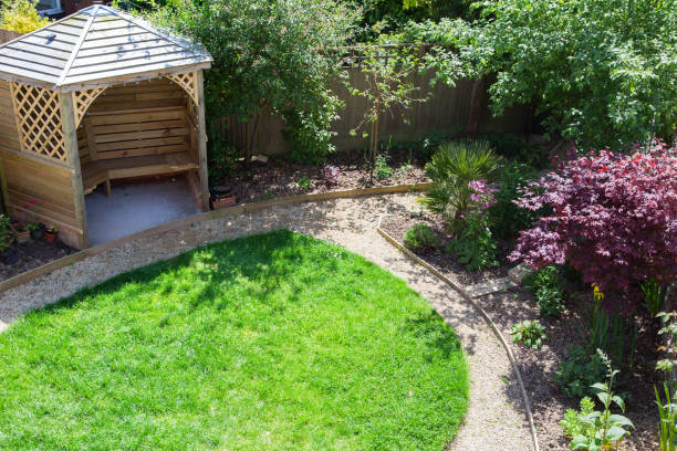 istock Landscaped garden with lawn area and borders 817746042
