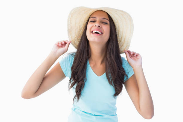istock Happy young brunette wearing sunhat 817774272