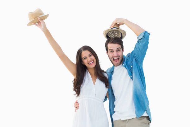 istock Happy hipster couple smiling at camera and cheering 817833040