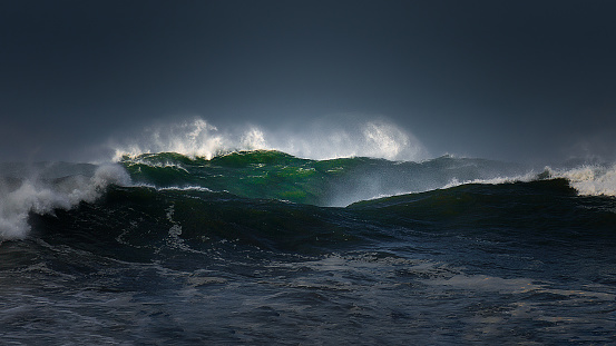 big waves with a stormy weather