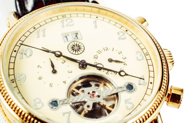 istock watch with visible mechanism.  men's accessory and time management concept. 817838064