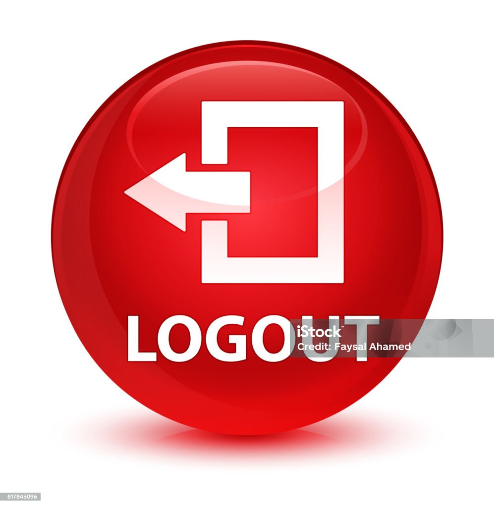 Logout Rounded Up Logout Glassy Red Round Button Stock Illustration - Download Image Now ...