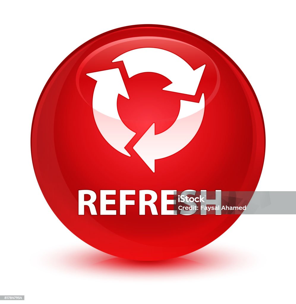 Red Refresh Refresh Glassy Red Round Button Stock Illustration - Download Image Now ...