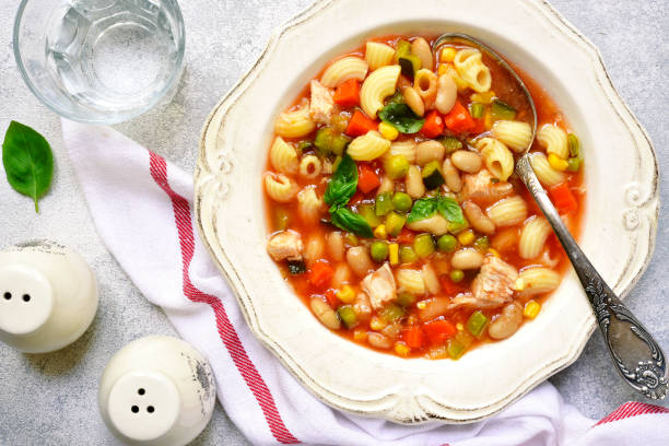 istock Minestrone  with chicken - traditional italian vegetable soup 817849050