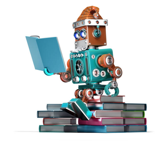 istock Robot Santa reading books. Isolated. Contains clipping path 817921252
